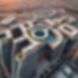 Aerial view of AB Center Al Barsha showcasing its architecture and surroundings