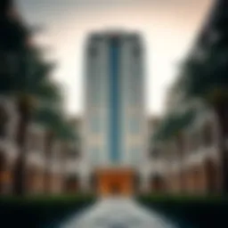 A stunning view of Al Razi Building 64 showcasing its architectural design.