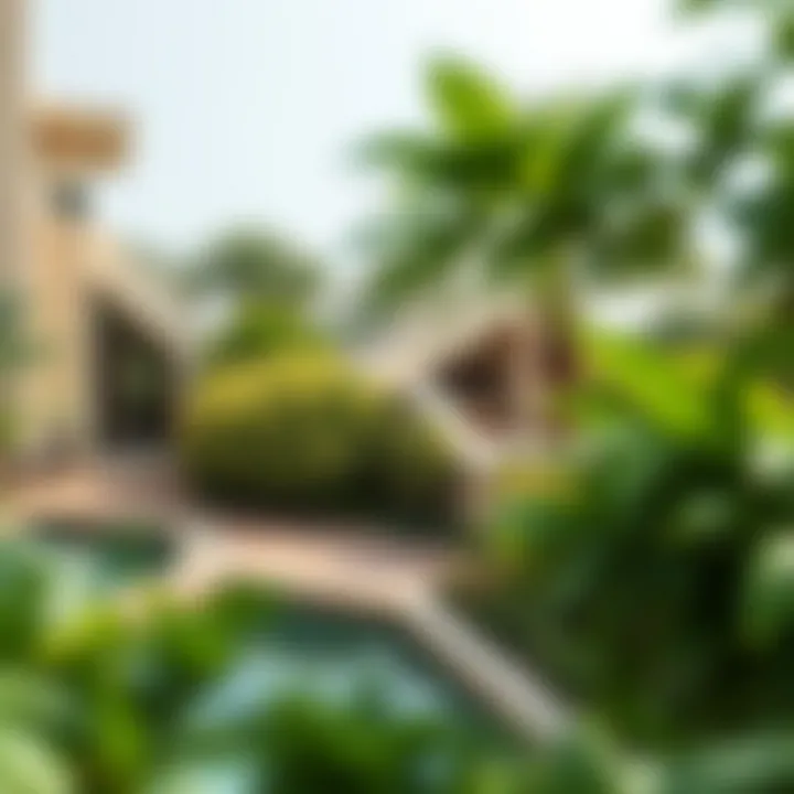 Lush greenery surrounding Aura Tilal Al Ghaf