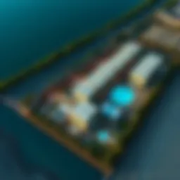 Aerial view of Azizi Riviera development site showcasing architectural designs