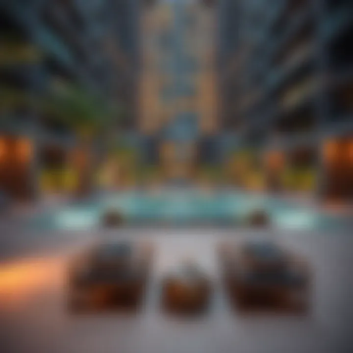 Luxurious amenities of Azure Residence, showcasing the pool and lounge area