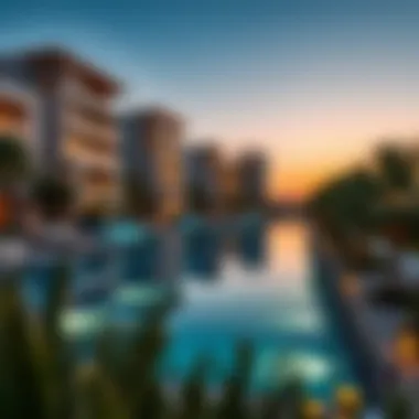 Stunning view of Azure Residence architecture at sunset