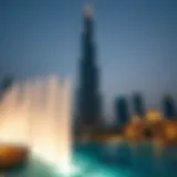 Burj Khalifa Fountain Show at dusk