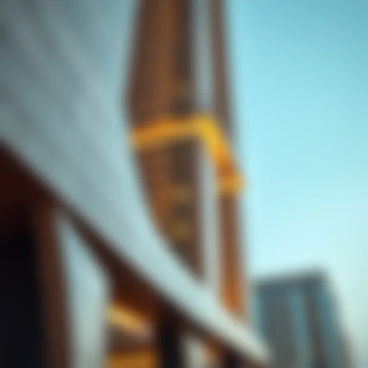 Architectural Details of the ByThesea Tower Close-up of the ByThesea Tower's architectural details highlighting its modern design elements