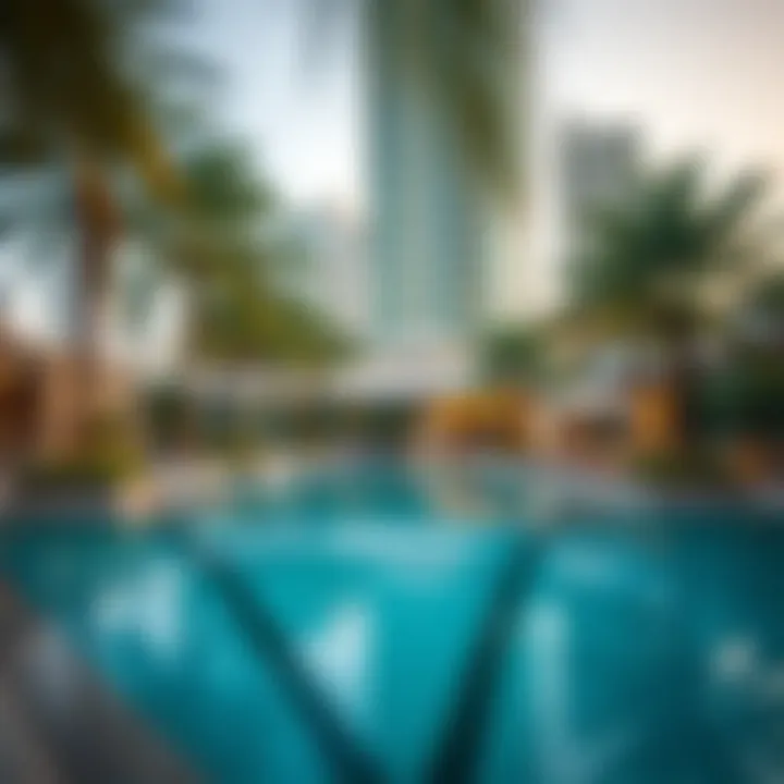 Amenities in a Centre Residence community, including pools and parks