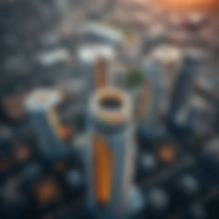 Aerial Perspective of Unique Cloud Tower Structures Aerial view showcasing the unique structure of cloud towers