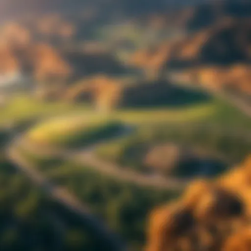 Aerial view of the lush landscape in Damac Hills
