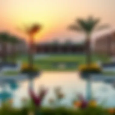 Top-tier Amenities in Damac Hills Community amenities at Damac Hills, including a golf course and pool