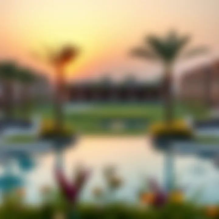 Top-tier Amenities in Damac Hills Community amenities at Damac Hills, including a golf course and pool
