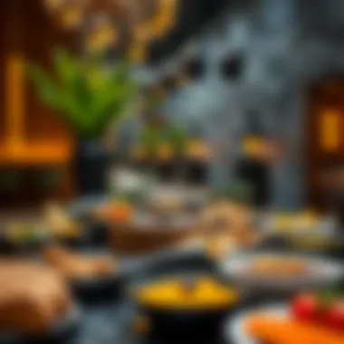 Artistic Presentation of Culinary Delights Diverse culinary offerings displayed artistically