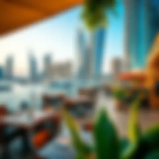 A stunning view of Dubai Marina with vibrant restaurants along the waterfront