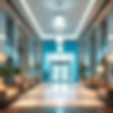 Welcoming Lobby of Dubai Hills American Hospital A calm and welcoming hospital lobby designed for patient comfort