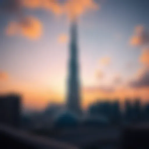Breathtaking view of the Burj Khalifa at sunset