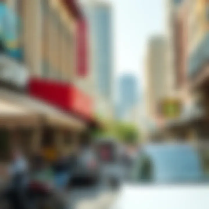 A bustling street in Deira showcasing local amenities