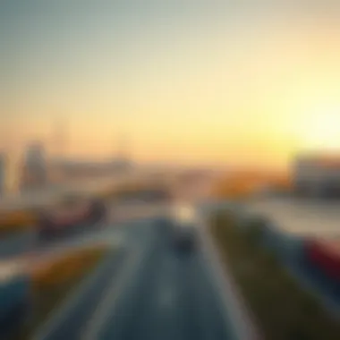 Modern logistics infrastructure in Ajman Industrial 2, highlighting transportation networks