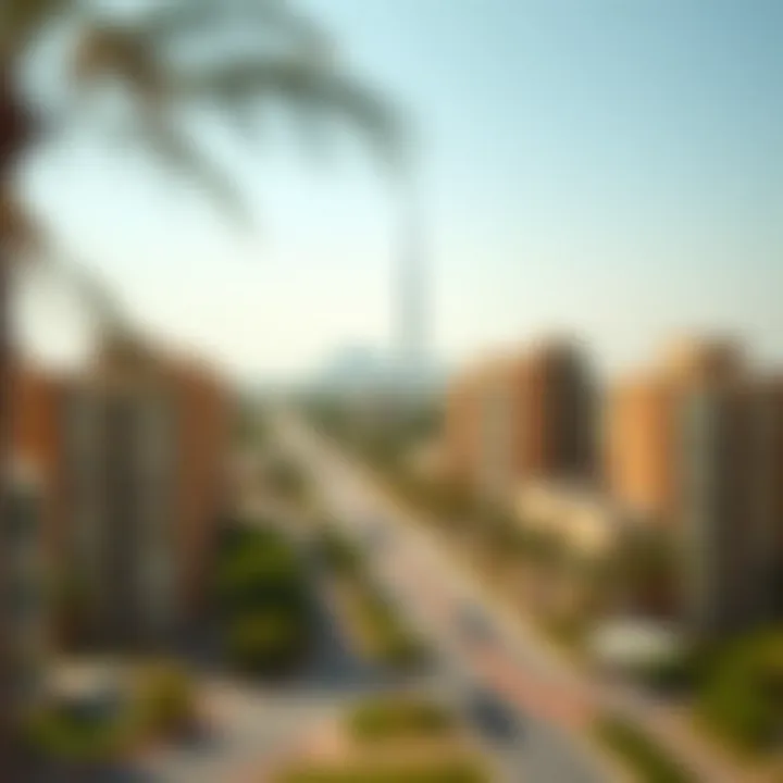Al Ain Tower in Al Nahda Overview of the Al Nahda community featuring Al Ain Tower in the skyline
