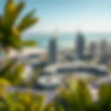 Aerial view of Al Habtoor City showcasing its modern architecture and lush landscapes