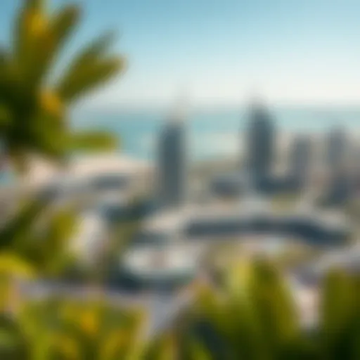 Aerial view of Al Habtoor City showcasing its modern architecture and lush landscapes
