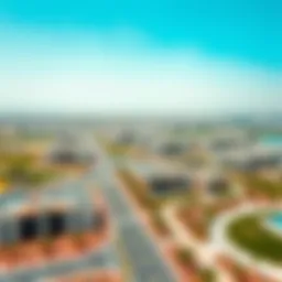 Aerial view of Al Jurf showcasing its modern architecture and landscape