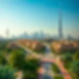 Overview of Al Mabzara Al Khadra showcasing its vibrant skyline and greenery