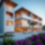 A stunning view of Al Mahra Residence showcasing its modern architecture