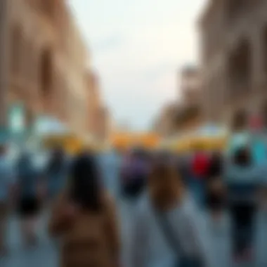 Visitors enjoying a vibrant cultural festival at Al Seef Heritage Area, highlighting community spirit