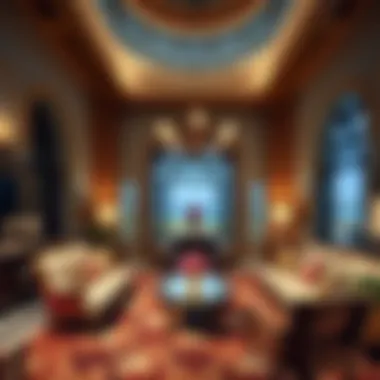 Opulent Interiors of Arabic Villa Design Luxurious interior of an Arabic villa with ornate furnishings and décor