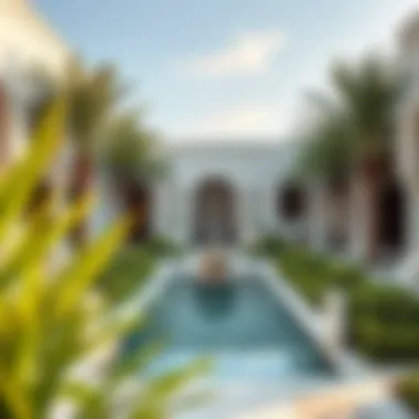 Serene Outdoor Spaces in Arabic Villa Design Beautiful garden featuring traditional Arabic landscaping elements