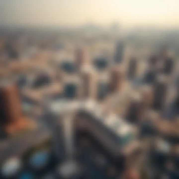 Aerial view of Dubai's urban development influenced by Azizi Company