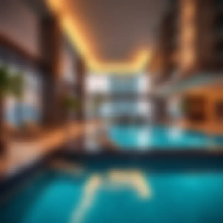 Luxurious Amenities of Bloom Towers Luxurious amenities at Bloom Towers including pool and gym