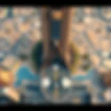 Aerial view of Burj Khalifa showcasing its intricate architectural design