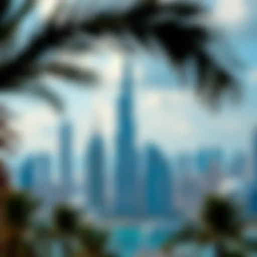 Dubai's Iconic Cloud Towers Against a Dazzling Skyline Stunning skyline view of Dubai featuring cloud towers