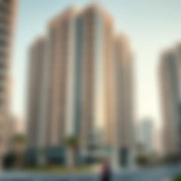 Luxurious residential buildings showcasing modern architecture in Downtown Dubai