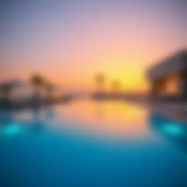 Elegant rooftop pool with sunset ambiance
