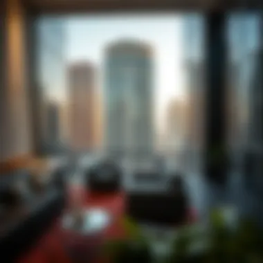 Thriving Business Environment A modern office space in a bustling Dubai business district.