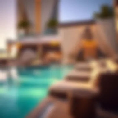 Elegant Poolside Cabanas at Dubai Marina Beach Club Luxurious cabanas by the poolside of Dubai Marina Beach Club