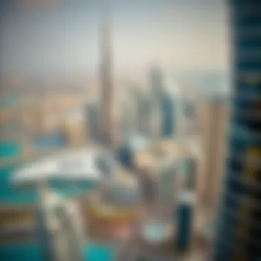Aerial view of iconic Dubai skyline showcasing modern architecture