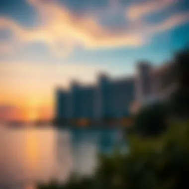 Stunning view of Fairmont The Palm against a sunset backdrop