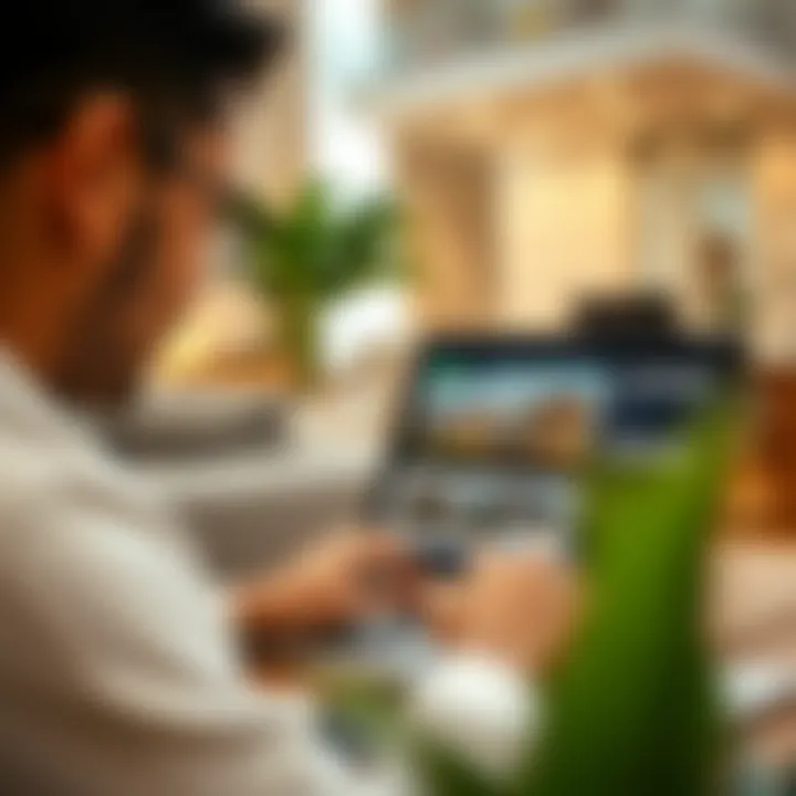 A person reviewing rental listings on a laptop for flat sharing