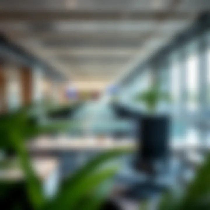 Dynamic Workspaces: The Flexi Desk Concept A vibrant office environment illustrating the flexibility of desk arrangements.