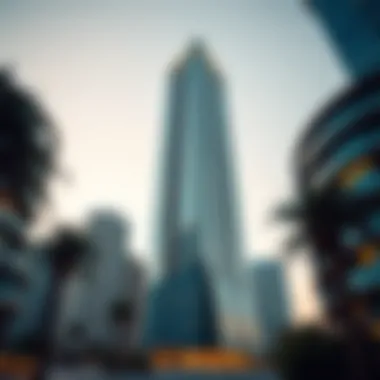 Architectural details of Merano Tower's facade