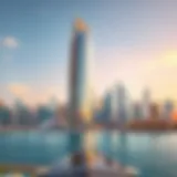 Merano Tower and Dubai Skyline Stunning view of Merano Tower against Dubai skyline