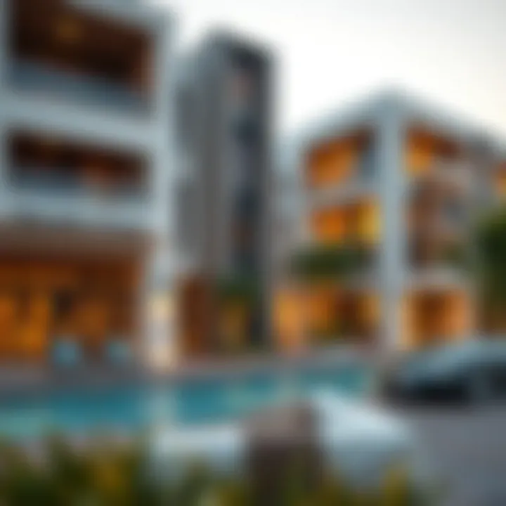 Contemporary Architecture in Mirdif A modern residential community in Mirdif highlighting contemporary architecture