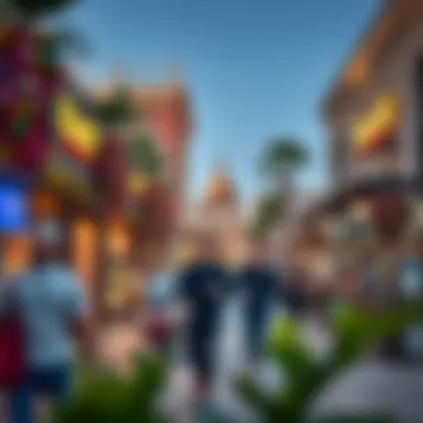 Bustling retail and dining scene in Mirdif illustrating lifestyle offerings