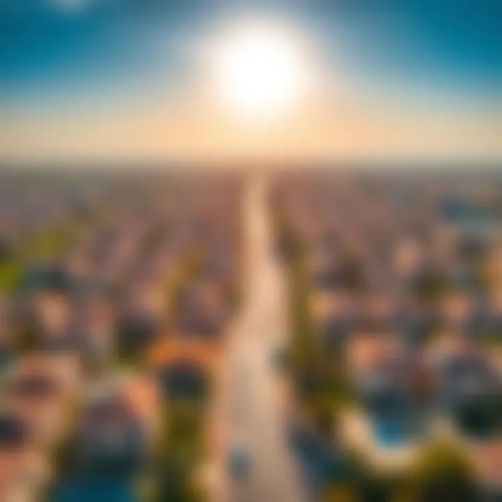 An aerial view of a vibrant neighborhood in Dubai highlighting residential options