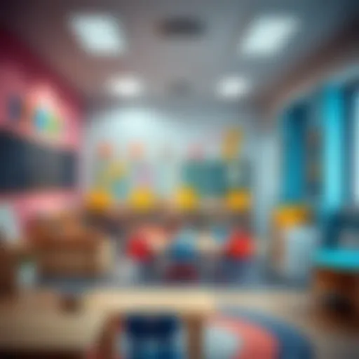 Vibrant Learning Environment Interior of a vibrant nursery classroom filled with educational materials.