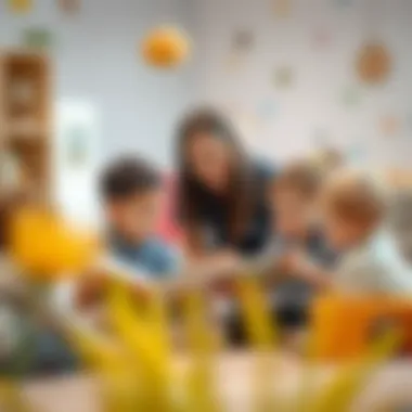 Engaging Story Time Experience A nursery staff member interacting with children during a story time session.