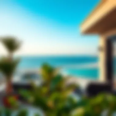 Scenic view of Al Mamzar beach and surroundings from a rental villa balcony