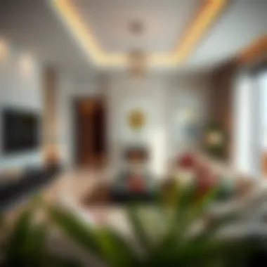 Modern Living Room Interior in Al Mamzar Elegant living room interior of a rental villa showcasing modern decor