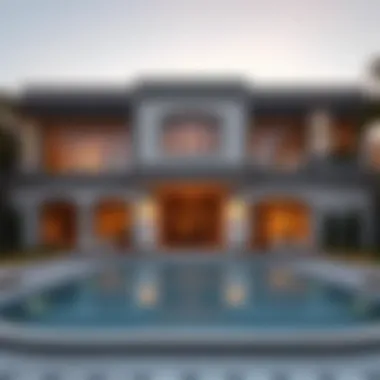 Luxury Villa Exterior in Al Mamzar Stunning exterior view of a luxury rental villa in Al Mamzar